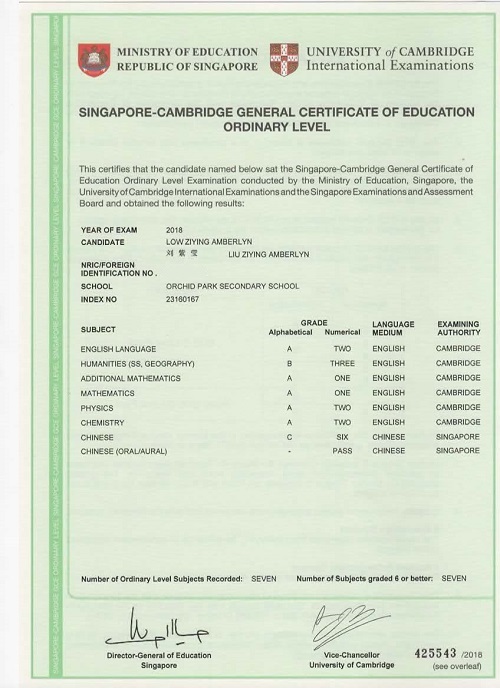 O-Levels Certificate